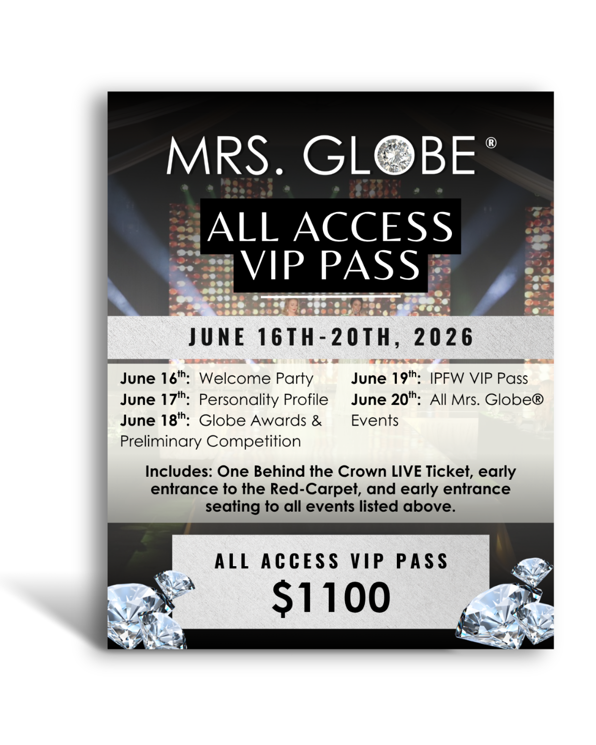 MRS. GLOBE® & IPFW - ALL ACCESS VIP PASS