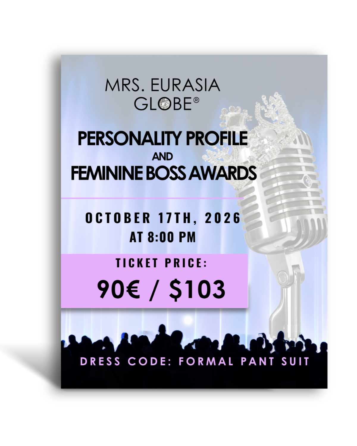 TICKET - EURASIA GLOBE PERSONALITY PROFILE & FEMININE BOSS AWARDS (Oct 17)